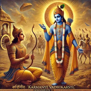 कर्मण्येवाधिकारस्ते मा फलेषु कदाचन। मा कर्मफलहेतुर्भूर्मा ते संगोऽस्त्वकर्मणि॥